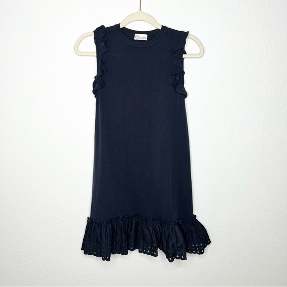 Red Valentino Dress Women XS ruffled knit sleeveless Navy Blue No Size Tag W - Picture 1 of 6
